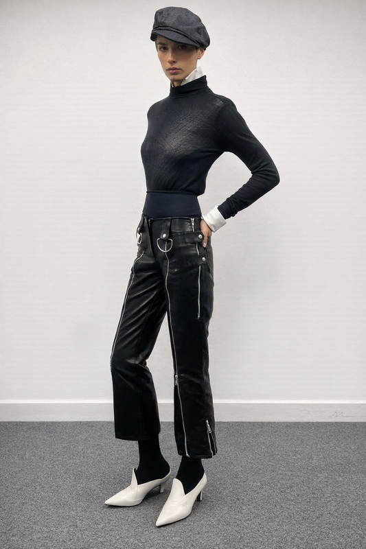 Hardware Leather Trouser Black