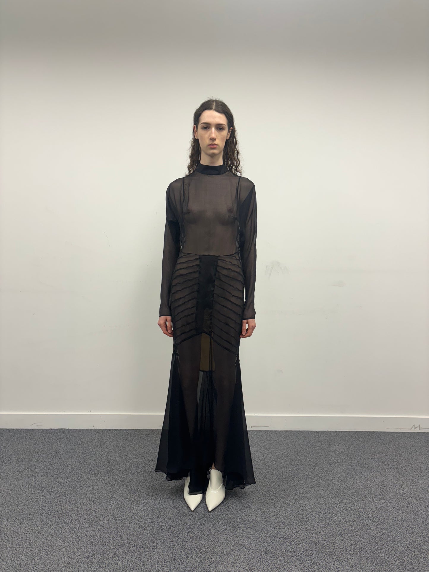 Sheer Panelled Maxi Dress