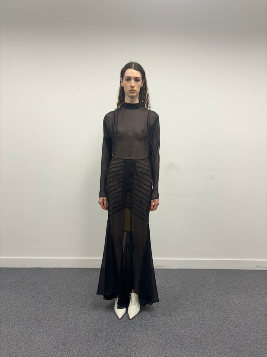 Sheer Panelled Maxi Dress