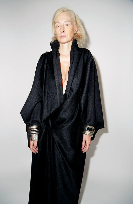 Black Wool Kimono