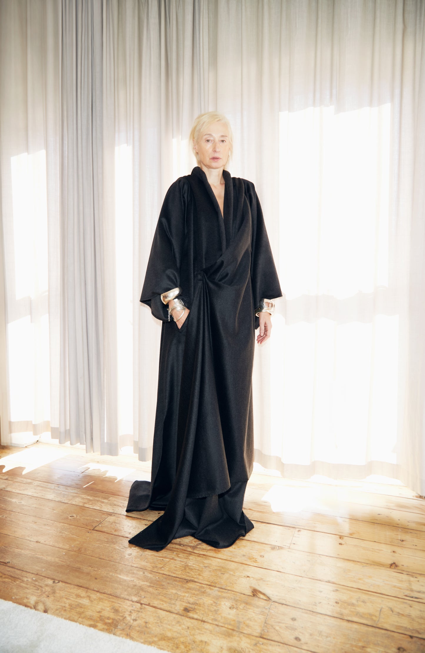 Black Wool Kimono