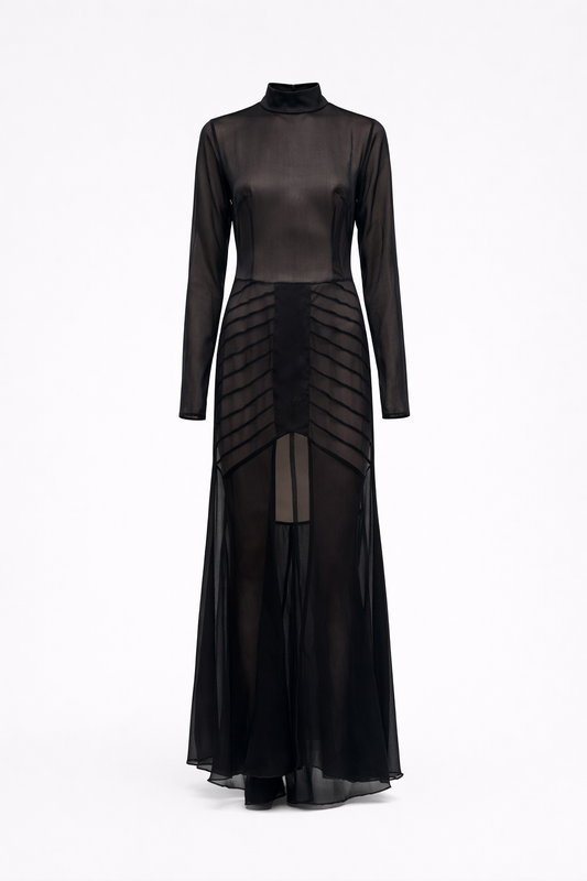 Sheer Panelled Maxi Dress