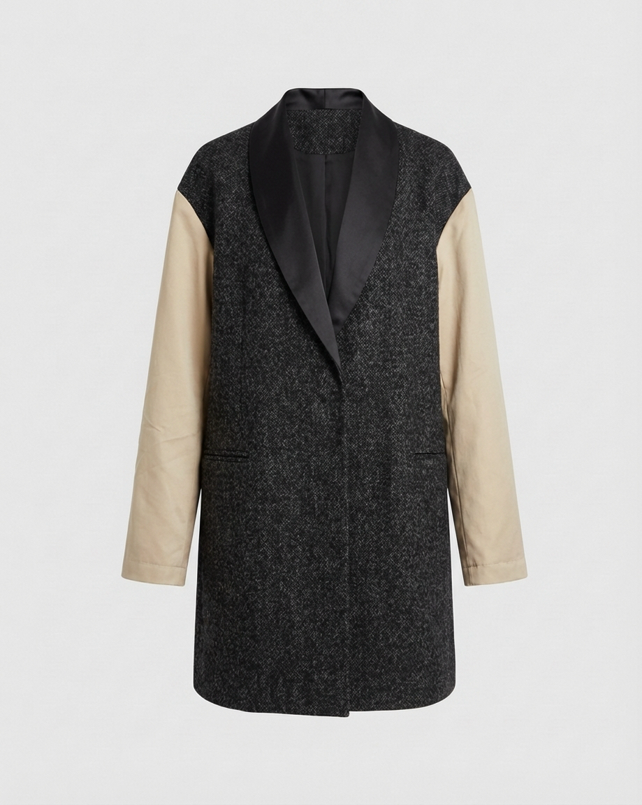 Oversized Contrast-Sleeve Tailored Coat