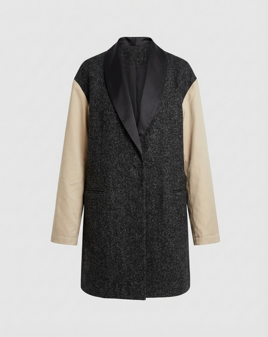 Oversized Contrast-Sleeve Tailored Coat